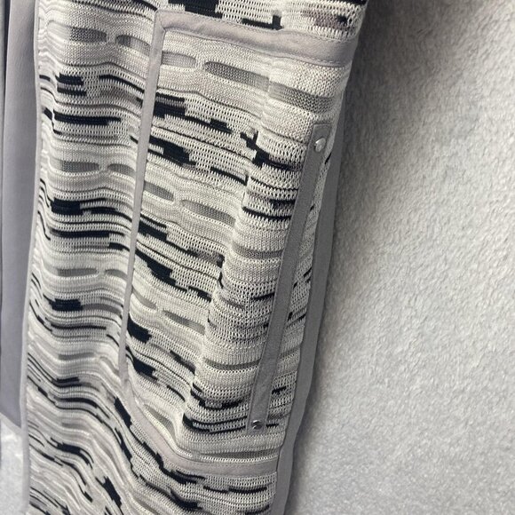 Ming Wang Knit Open Front Jacket Womens Small Gray Black Chiffon Back 3/4 Sleeve - Picture 10 of 16